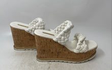 Load image into Gallery viewer, Aldo Womens White Open Toe Braided Strap Cork Wedge Platform Sandals Size 9