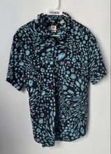Load image into Gallery viewer, Levi's Mens Black Blue Floral Short Sleeve Standard Fit Button-Up Shirt Size L