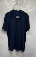Load image into Gallery viewer, Calvin Klein Mens Blue Cotton Liquid Touch Spread Collar Polo Shirt Size L/G