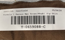 Load image into Gallery viewer, Pacsun Mens Brown Khaki Formula 1 Short Sleeve Embroidered Zip-Up Shirt No Size