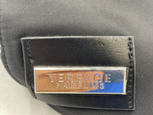 Load image into Gallery viewer, Versace Parfums Womens Black Greek Barrel Cylinder Crossbody Strap Bucket Bag