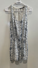 Load image into Gallery viewer, Zara Womens White Blue Geometric Sleeveless One-Piece Romper Size Small