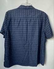 Load image into Gallery viewer, Guess Mens Blue Printed Cotton Short Sleeve Collared Button-Up Shirt Size L