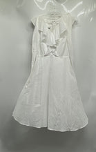 Load image into Gallery viewer, Calvin Klein Womens White V-Neck Sleeveless Front Ruffle Fit & Flare Dress Sz 2