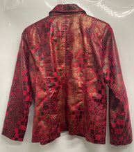 Load image into Gallery viewer, Bamboo Traders Womens Red Bronze Long Sleeve Three-Button Blazer Size Small