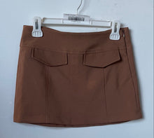 Load image into Gallery viewer, Luvaro Womens Brown Flat Front Side Zip Casual Short Mini Skirt Size Small