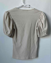 Load image into Gallery viewer, Zara Womens Brown Puff Sleeve V-Neck Knitted Pullover Blouse Top Size Small