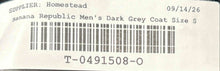 Load image into Gallery viewer, Banana Republic Mens Dark Gray Long Sleeve Button Front Trench Coat Size S