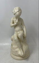 Load image into Gallery viewer, Antique White Ceramic Nude Boy Threatening Cupid Decorative Figurine