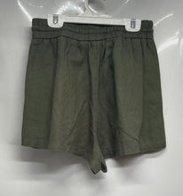 Load image into Gallery viewer, Zara Womens Green Elastic Waistband Front Drawstring Paperbag Shorts Size Small