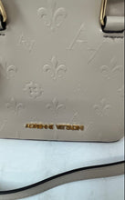 Load image into Gallery viewer, Adrienne Vittadini Womens Cream Monogram Embossed Faux Leather Crossbody Bag