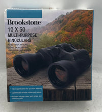 Load image into Gallery viewer, Brookstone Black 10x50 Rubberized Coating Multi-Purpose Binoculars With Case