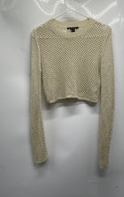 Load image into Gallery viewer, Forever 21 Womens Beige Crew Neck Long Sleeve Cropped Blouse Top Size Large
