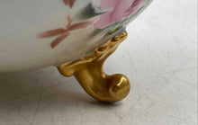 Load image into Gallery viewer, Cream Porcelain Floral Hand Painted Round Footed Jewelry Trinket Box With Lid