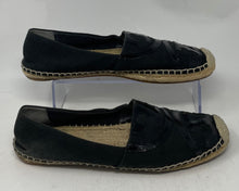 Load image into Gallery viewer, Authentic Tory Burch Womens Poppy Black Espadrille Flats Size 10.5M Damaged Worn
