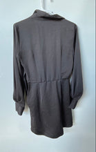 Load image into Gallery viewer, Zara Womens Gray Collared Long Sleeve Side Zip Wrap Dress Size X-Small