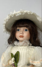 Load image into Gallery viewer, Vintage Regency Fine Art Brown Hair Blue Eyes Porcelain Doll With Outfit