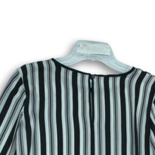 Load image into Gallery viewer, Loft Womens Black White Striped Round Neck Bell Sleeve Blouse Top Size Small