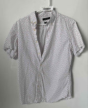Load image into Gallery viewer, Banana Republic Mens White Geometric Cotton Camden Fit Button-Up Shirt Size S