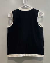 Load image into Gallery viewer, Karl Lagerfeld Womens Black White Sleeveless Crew Neck Knitted Blouse Top Size S