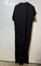 Load image into Gallery viewer, Zara Womens Black Short Sleeve Collared Button Front One-Piece Jumpsuit Size M