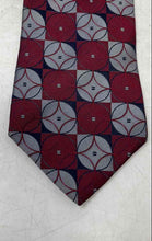 Load image into Gallery viewer, Murano Mens Red Gray Gridded Geometric Print Silk Adjustable Pointed Tie