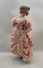 Load image into Gallery viewer, Blonde Hair Blue Eyes Decorative Porcelain Doll In Pink Maxi Dress w/ Stand