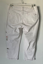Load image into Gallery viewer, Nine West Womens White Embroidered Floral Print Denim Capri Jeans Pants Size 4