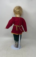 Load image into Gallery viewer, Vintage Style Blonde Hair Brown Eyes Collectible Porcelain Doll w/ Display Stand