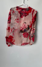 Load image into Gallery viewer, White House Black Market Womens Red Floral Long Sleeve Sheer Blouse Top Size S