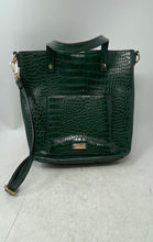 Load image into Gallery viewer, Carlos By Carlos Santana Womens Dark Green Croc-Embossed Double Handle Tote Bag