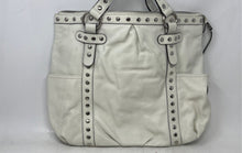 Load image into Gallery viewer, B. Makowsky Womens White Leather Studded Inner Pocket Medium Satchel Handbag