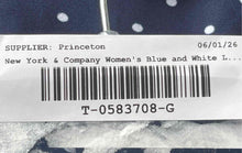 Load image into Gallery viewer, New York & Company Womens Blue And White Polka Dot 3/4 Sleeve Blouse Top Size XS