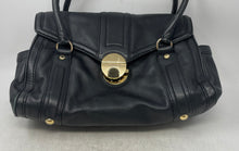 Load image into Gallery viewer, Michael Kors Womens Black Pebbled Leather Double Handle Flap Over Satchel Bag