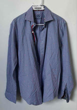 Load image into Gallery viewer, Bugatchi Uomo Mens Blue Check Long Sleeve Spread Collar Button-Up Shirt No Size