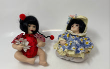 Load image into Gallery viewer, Small Collectible Porcelain Cutie Dolls In Ladybug & Daisy Flower Outfits 2 Pcs