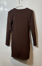 Load image into Gallery viewer, Zara Womens Brown Long Sleeve Crew Neck Pullover Bodycon Dress Size Medium