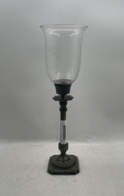 Load image into Gallery viewer, Bronze & Glass Engraved Decorative Collectible Tall Pedestal Candlestick Holder