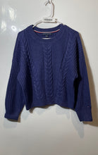 Load image into Gallery viewer, Tommy Hilfiger Womens Blue Cable Knit Travelling Pullover Sweater Size S/P