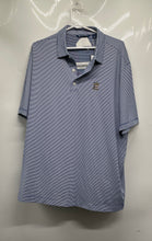 Load image into Gallery viewer, Cutter & Buck Mens Blue Striped Short Sleeve Spread Collar Polo Shirt Size XL