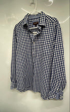 Load image into Gallery viewer, Johnston & Murphy Mens Blue White Gingham Long Sleeve Button-Up Shirt Size XL
