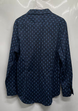 Load image into Gallery viewer, Express 1MX Mens Blue Geometric Print Long Sleeve Slim Fit Button-Up Shirt Sz M