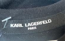 Load image into Gallery viewer, Karl Lagerfeld Womens Black Graphic Print Studded Short Sleeve T-Shirt Size S