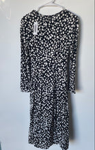 Load image into Gallery viewer, Zara Womens Black White Polka Dot Long Sleeve Round Neck Maxi Dress Size S