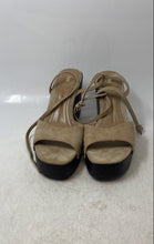 Load image into Gallery viewer, Zara Womens Beige Suede Studded Wedge Heel Ankle Strap Sandals Size EUR 40
