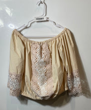 Load image into Gallery viewer, Express Womens Beige 3/4 Sleeve Off The Shoulder Pullover Cropped Blouse Top M