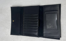 Load image into Gallery viewer, Princess Gardner Womens Black Faux Leather Credit Card Holder Trifold Wallet