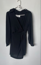Load image into Gallery viewer, Zara Womens Black Long Balloon Sleeve Surplice V-Neck Mini Dress Size Small
