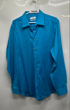 Load image into Gallery viewer, Calvin Klein Mens Blue Cotton Slim Fit Non-Iron Dress Shirt Size 16 1/2 34/35