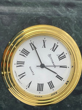 Load image into Gallery viewer, Benchmark Table Clock Embedded in Marble Stone.